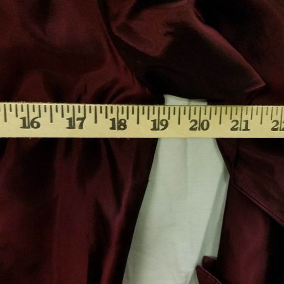 JS Collections shiny maroon satin blouse w Rhinestone Buttons women sz 12 - Picture 10 of 12
